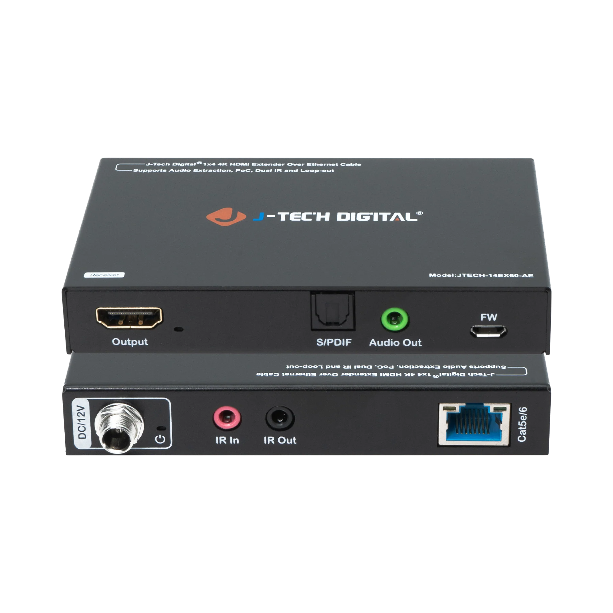 4K 60Hz 1x4 HDMI Extender Splitter Over Ethernet w/ Audio Extraction, PoC, 4K Downscaling - Image 4