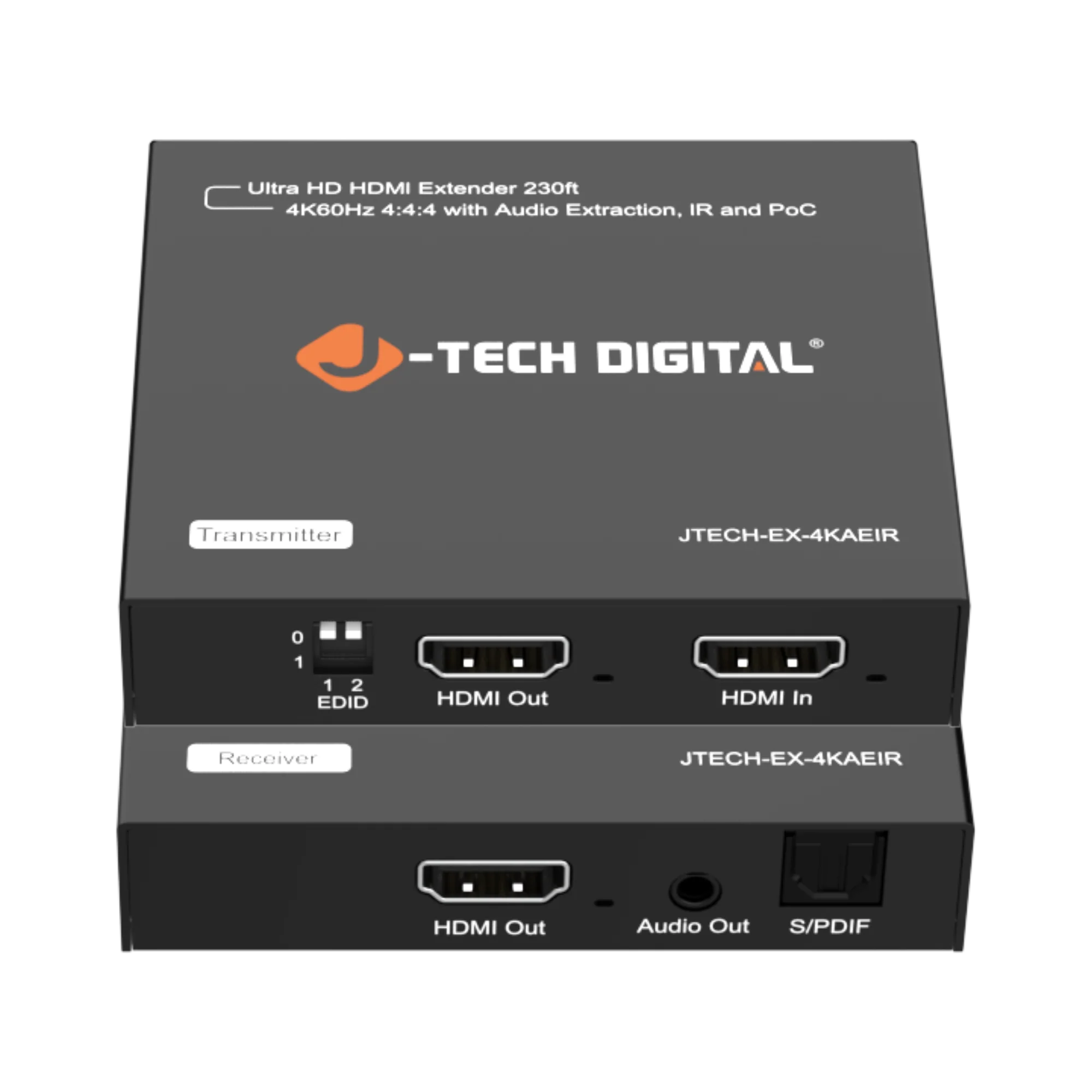 4K 60Hz HDMI Extender Balun Over Ethernet (230ft.) w/ Audio Extraction, PoC, IR