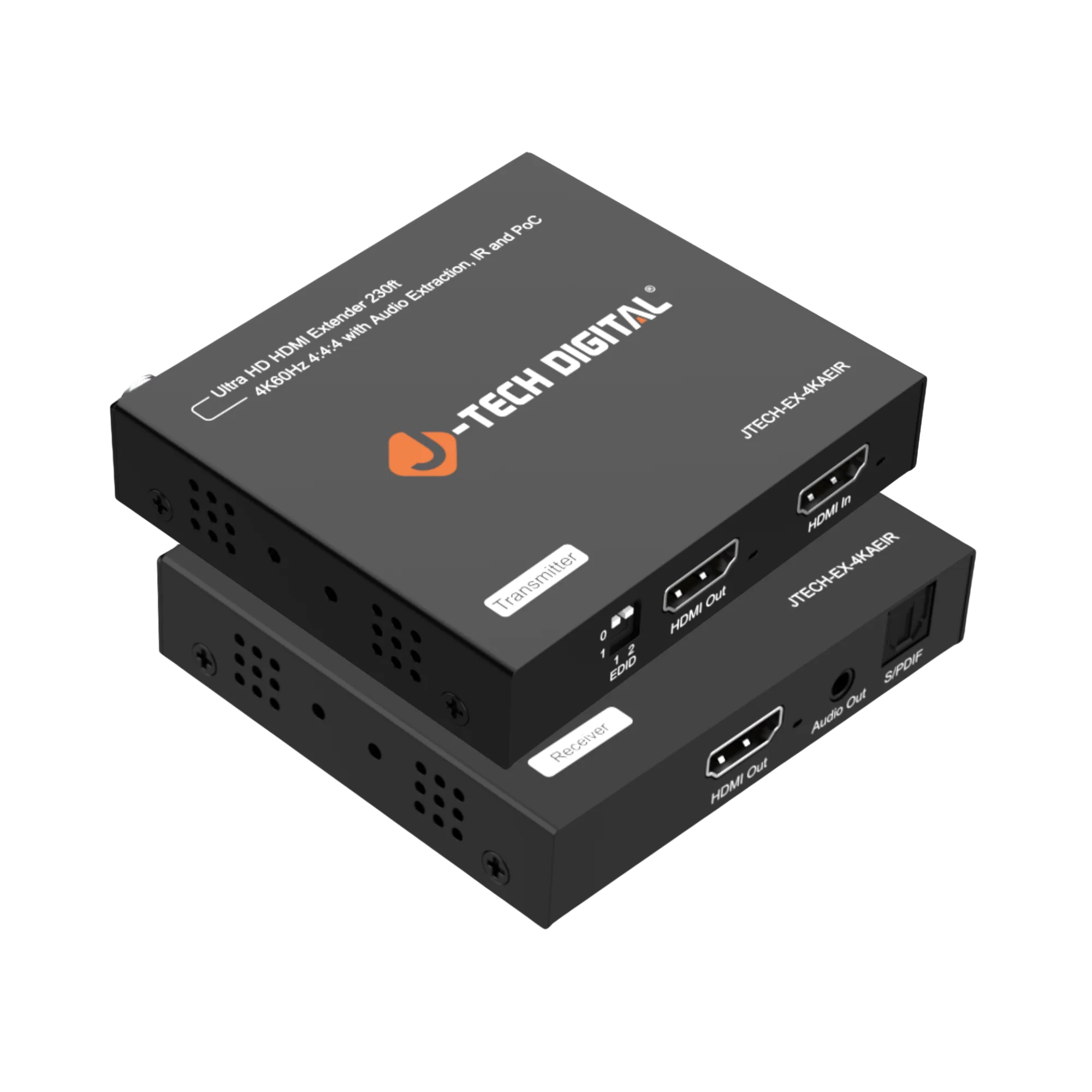 4K 60Hz HDMI Extender Balun Over Ethernet (230ft.) w/ Audio Extraction, PoC, IR - Image 2