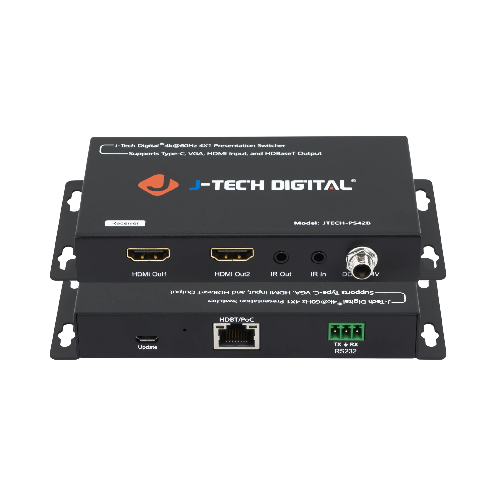 4K 60Hz Multi Input HDMI VGA USB-C Presentation Switch with HDBaseT Extension - Image 3